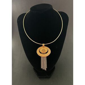 Vintage Avon Gold Tone Tassel Pendant Chain Choker Necklace Retro 60s 70s 80s